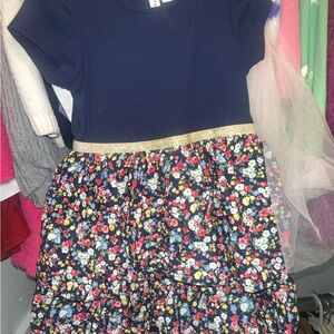 Ditsy Floral Ribbed Tiered Dress